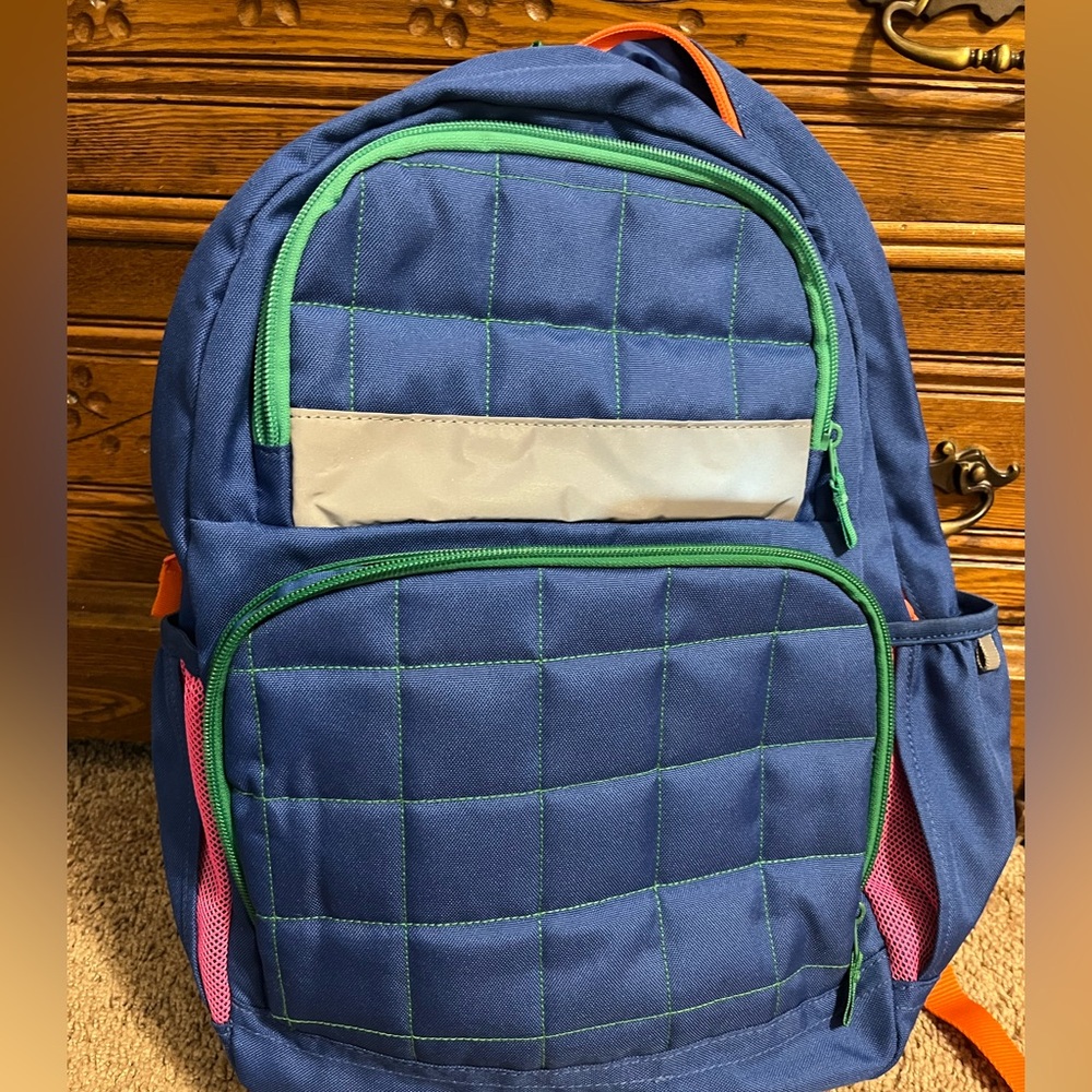 Stylish Blue Backpack with Green Accents